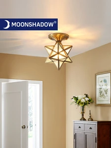 MOONSHADOW Ceiling lights Full Copper Modern Delicate LED Ceiling lamp with Star design Hallway Corridor Ceiling Lamp 220V