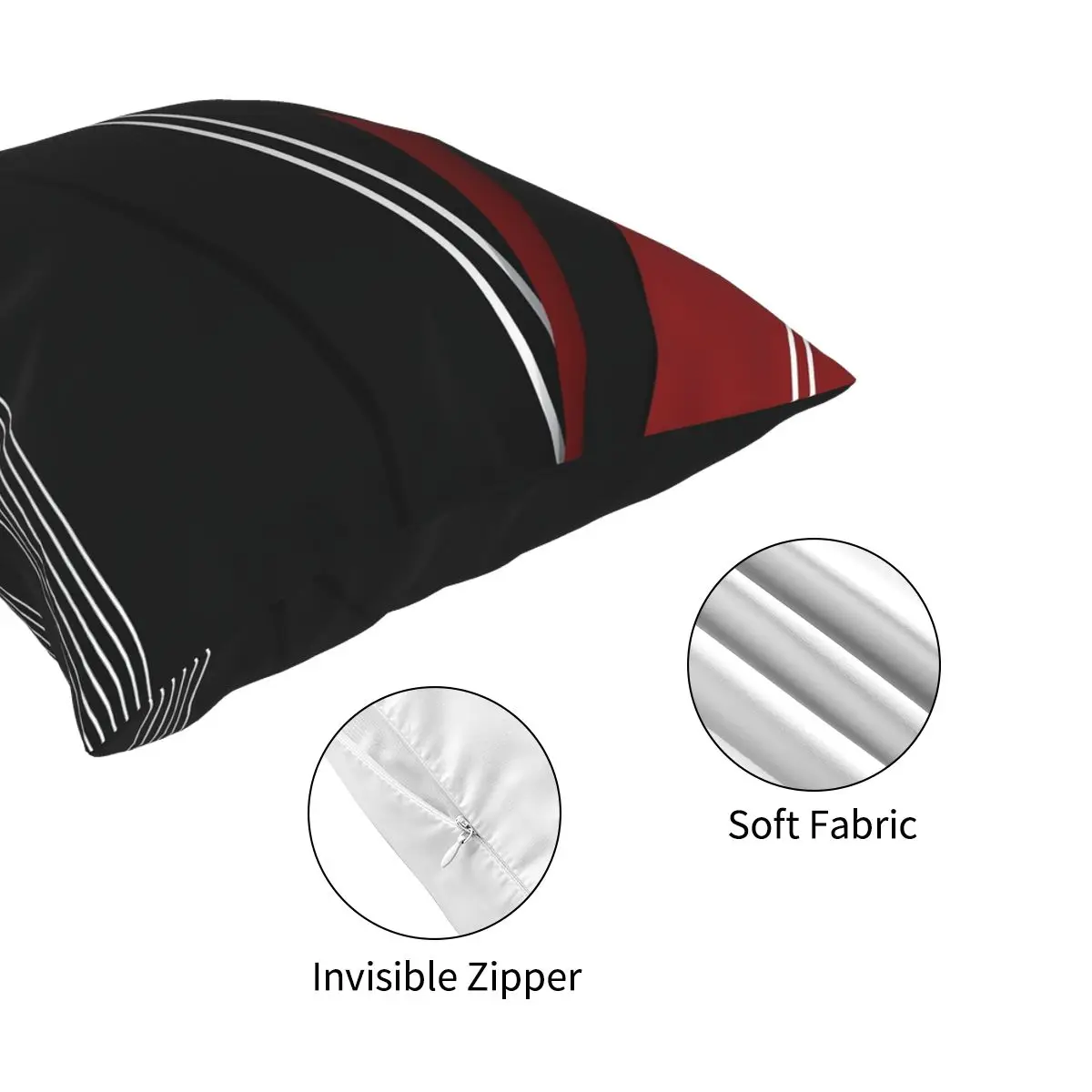 

Red White And Black Square Pillowcase Polyester Creative Decor Throw Pillow Case for Home Cushion Cover