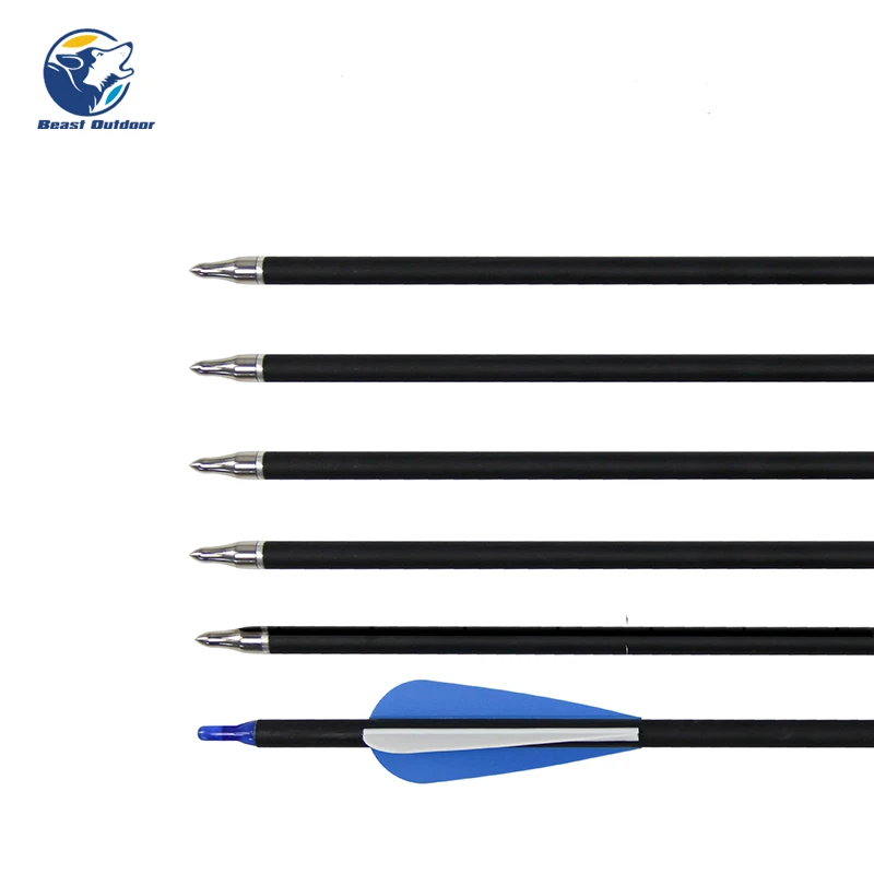 

6/12/18 /24pcs Carbon Arrow 32 Inches Length Spine 500 with Replaceable Arrowhead for Compound / Recurve Bow Archery Hunting