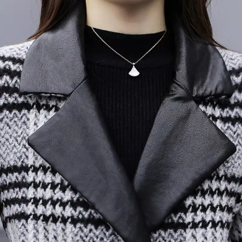 Модное шерстяное Женское пальто зимнее женское длинное в шотландскую клетку с