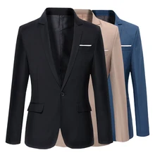 Blazer informal de algodón para hombre, traje ajustado de estilo coreano, chaqueta, talla grande, a la moda, novedad (2)