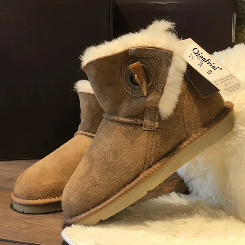 

Winter Warm Shoes Women Snow Boots Cross-tied Fashion Brand Ladies Ankle Boots Silp On Female botas mujer with Fur Shoes Camel