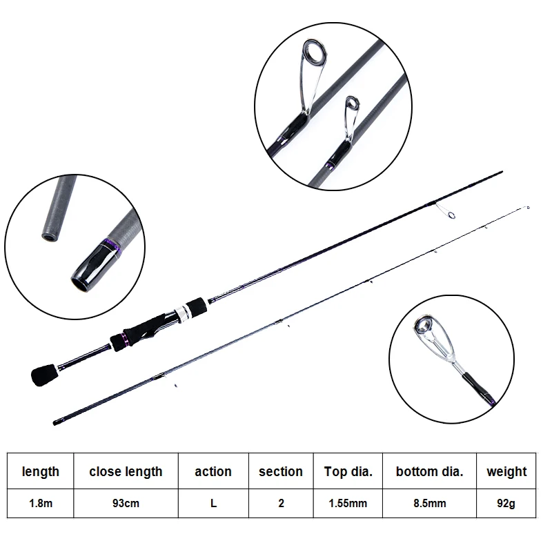 2-секционная Ультралегкая удочка для спиннинга из углеродного волокна удочки