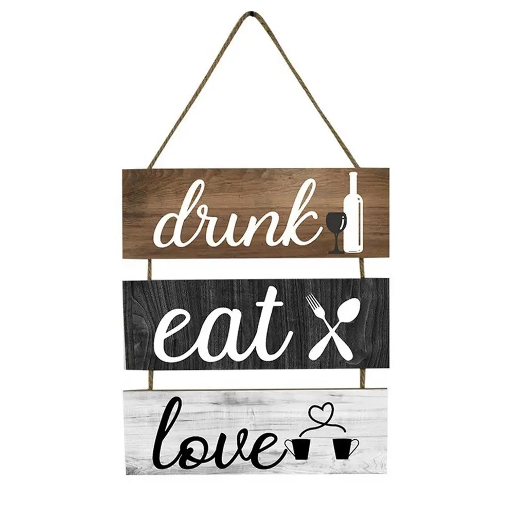

Home Decor Signs Farmhouse Wooden Wall Art Sign 11.8 X 13.8 In Eat Drink Love Wooden Plaques Home Decorative Wall Art Signs F