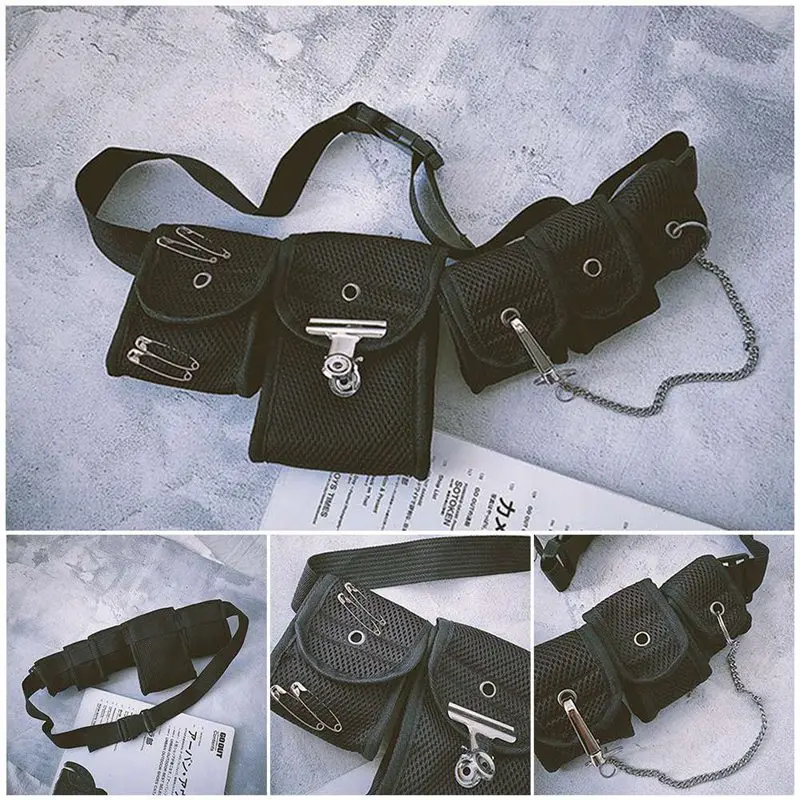 Готическая Панк поясная сумка нагрудные сумки мужской женский классный уличный