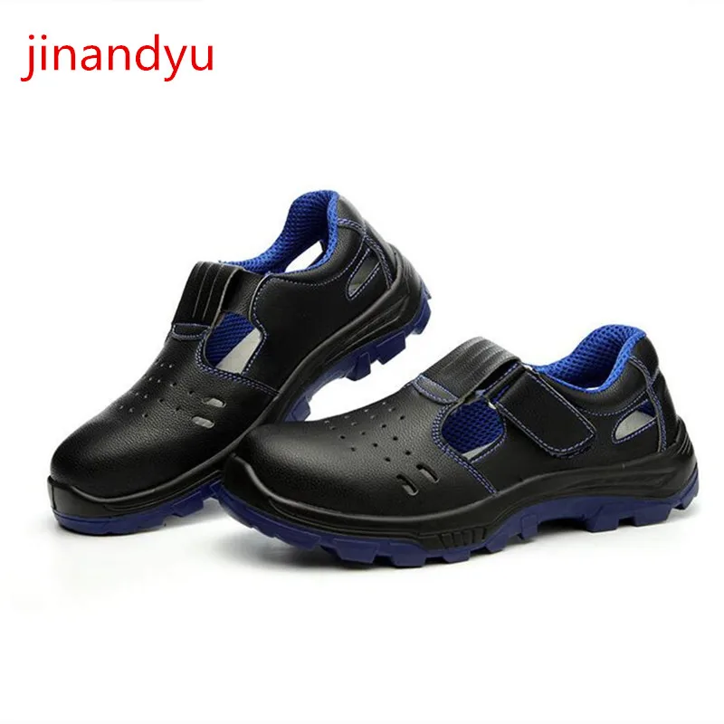 Hollow Out Men's Safety Shoes Steel Toe Work Boots Anti-smashing Anti-stab Construction Welding Shoes Indestructible Shoes Man