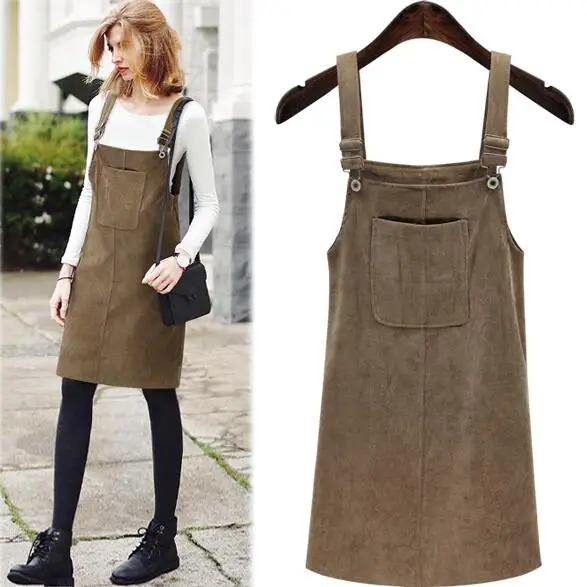 XXXXXL Spring 2020 Dresses Women Bandage Vintage Sundress College Wind Corduroy Loose Strap Dress Female DV257 | Женская одежда