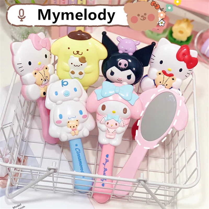 

Sanrio Mirror Comb Hello Kitty Kuromi Mymelody Cinnamorol Onpompurin Cartoon Portable Mirror Soft Comb Makeup Mirror Hair Comb