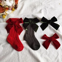 baby girl socks ins children christmas socks bowknot woolen medium tube baby floor socks toddler boysgirls knee socks