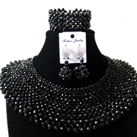dudo big african jewellery set collar design nigerian necklace set crystal black bracelet and earrings