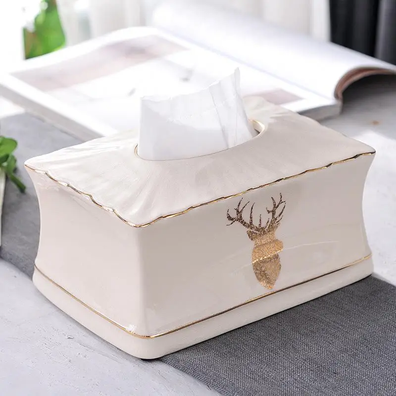 

Керамическая коробка для салфеток, Европейский лось, настольный держатель для салфеток, Офисная Настольный бумажная салфетка, защитный чех...