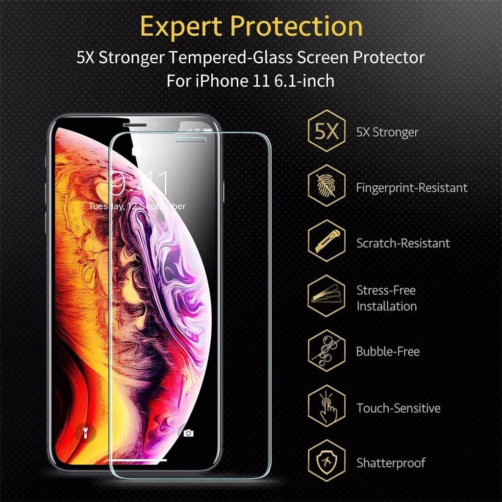 4 шт Защитное стекло для IPhone11 6 1 дюймов закаленное Защита i phone iphone11 защитная