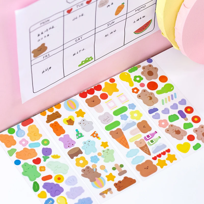 4 шт. наклейки Кавай для ноутбука, телефона, багажника, альбома, дневника, календаря, альбома вырезок, канцелярские принадлежности для студентов в офисе.