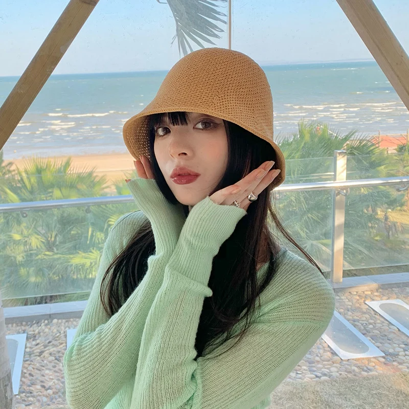 Панама женская плетеная в японском стиле тонкая воздухопроницаемая