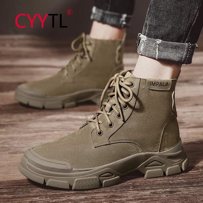 CYYTL New Fashion Men's High-Top Boots Tooling Outdoor Shoes Military Casual Ankle Skid Resistance Hiking Working Botas Moto