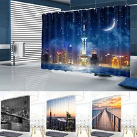 waterproof shower curtains polyester fabric bathroom curtain 3d beautiful modern pattern city with hooks 180200cm bath curtains