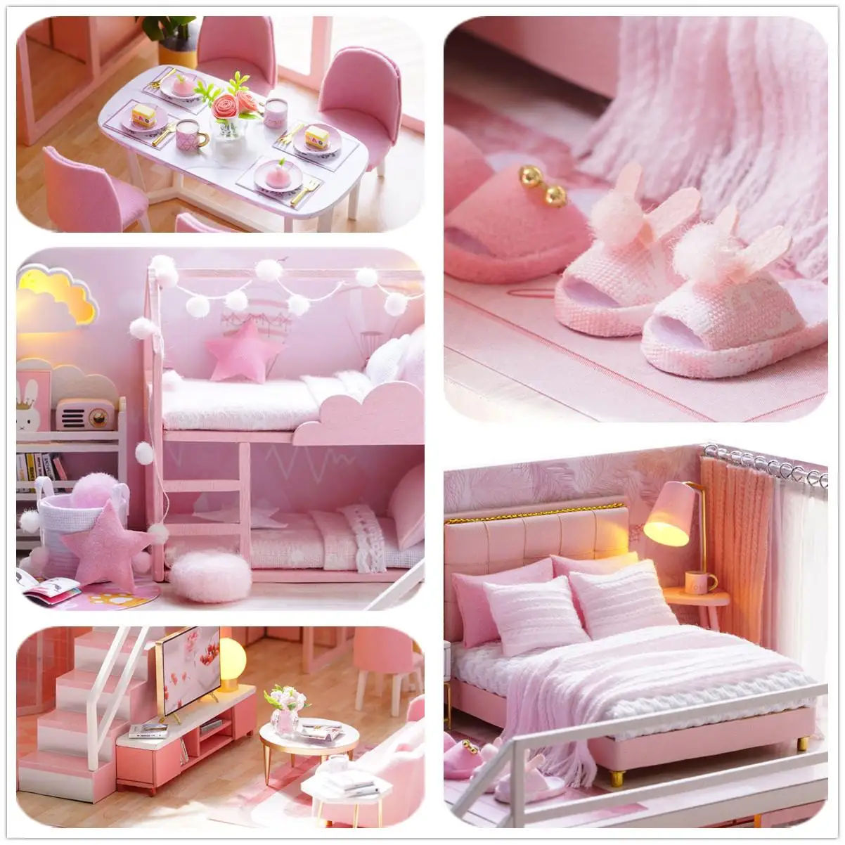 

DIY Dollhouse Wooden doll Houses Miniature Doll House Furniture Kit Case Music Led Toys for Children Birthday Gift
