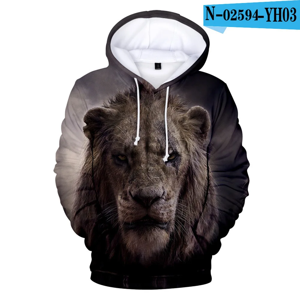 

ZOGAA Winter new hooded sweatshirt men's pullover 3D lion pattern printing thickening casual loose fashion men's women's jackets