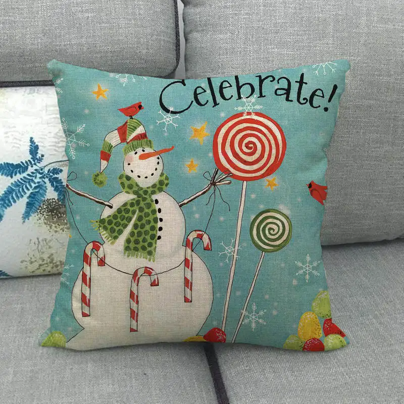 Льняные/Хлопковые наволочки в виде снеговика 45 х45 см | Дом и сад