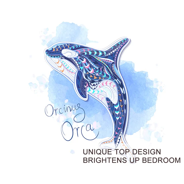 BlessLiving Orcinus Orca Bedding Set Watercolor Animal Totem Bed Cover Grunge Home Textiles Ocean Theme Dolphin Whale Bedspreads 3