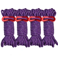 outdoor camping tent rope reflective ropes strapping rope luminous at night with aluminum alloy adjustment buckle with bag