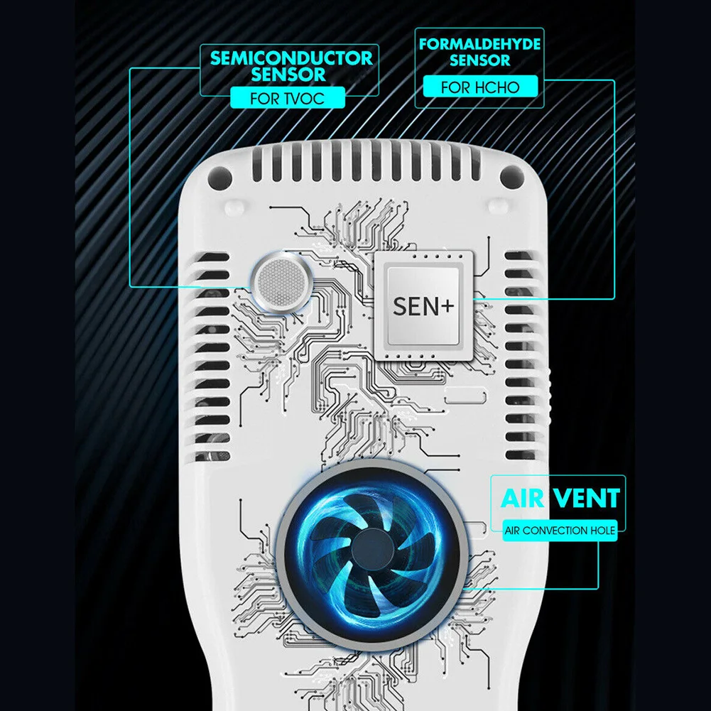 

HCHO TVOC Monitor Air Quality Detector Home Accurate Portable LED Display Meter 3D Convection Digital Tester Office Professional