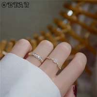 obear 14k gold micro set zircon square open ring for women simple temperament jewelry accessories