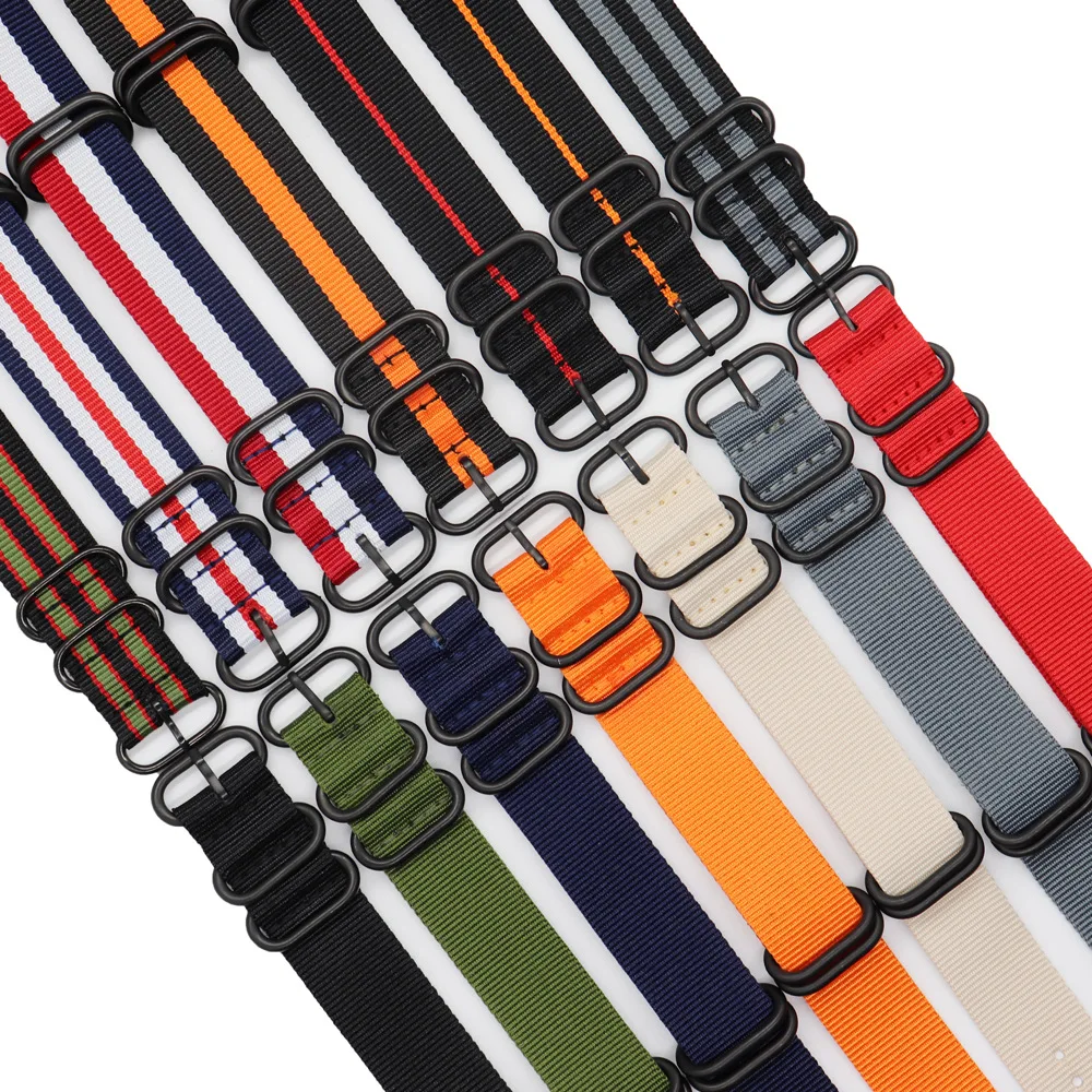 

Ремешок спортивный из нейлоновой ткани для наручных часов, цветной Радужный армейский браслет в стиле 007 Джеймс Бонд, 18 мм 20 мм 22 мм 24 мм