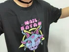 Рубашка kuakuayu HJN с надписью Hail Satan, пастель Готическая футболка, эстетическая одежда, Мягкий Топ в стиле гранж, футболка с рисунком козы, пентаграммы