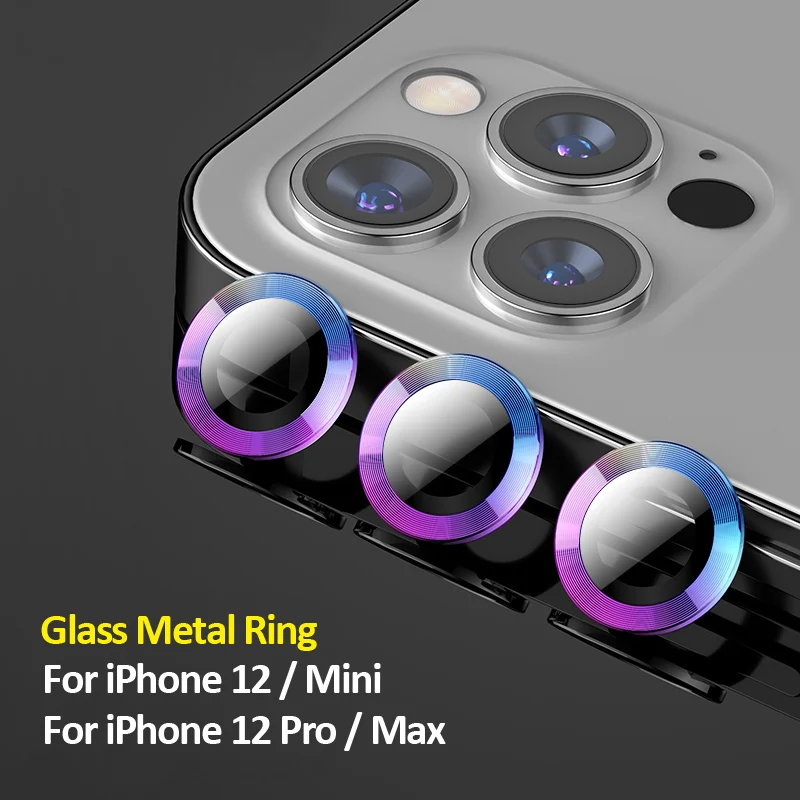 Стеклянное металлическое кольцо с полным покрытием для iPhone 12 Pro Max градиентная