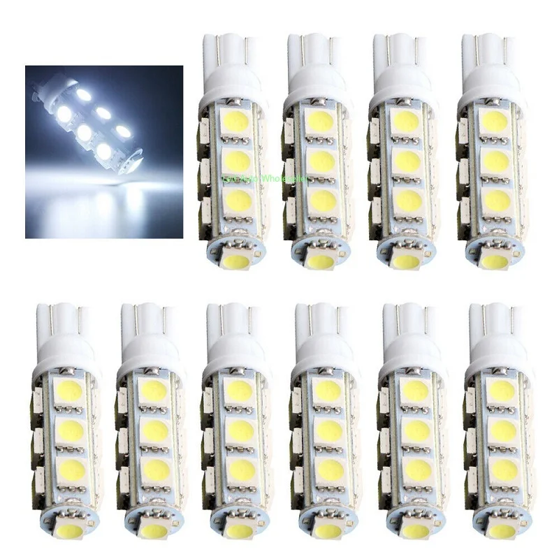 

100X T10 194 168 192 W5W 13 SMD 5050 led Car reading door Light Automobile Instrument Lamp Wedge Interior clearance Bulbs