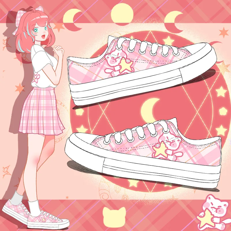 

Женские кроссовки, симпатичные, милые, для девушек, студентов, Мультяшные, ручная роспись, модные, низкие, повседневные, плоские кроссовки