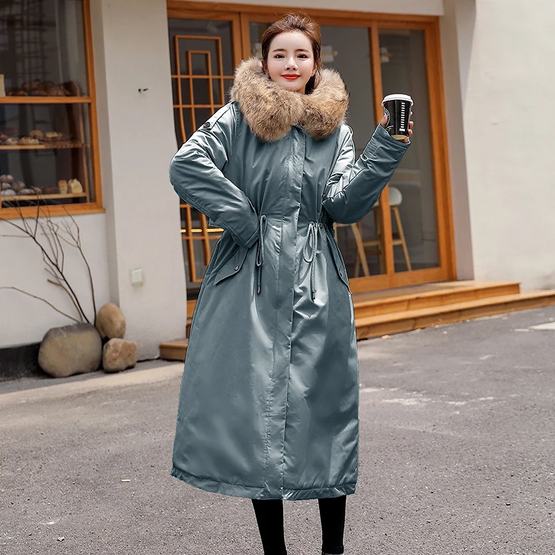 30 градусов зимняя одежда X-long parkas зимняя куртка женская меховая куртка с капюшоном Женское пальто с подкладкой из пуха Толстая зимняя куртка женская одежда