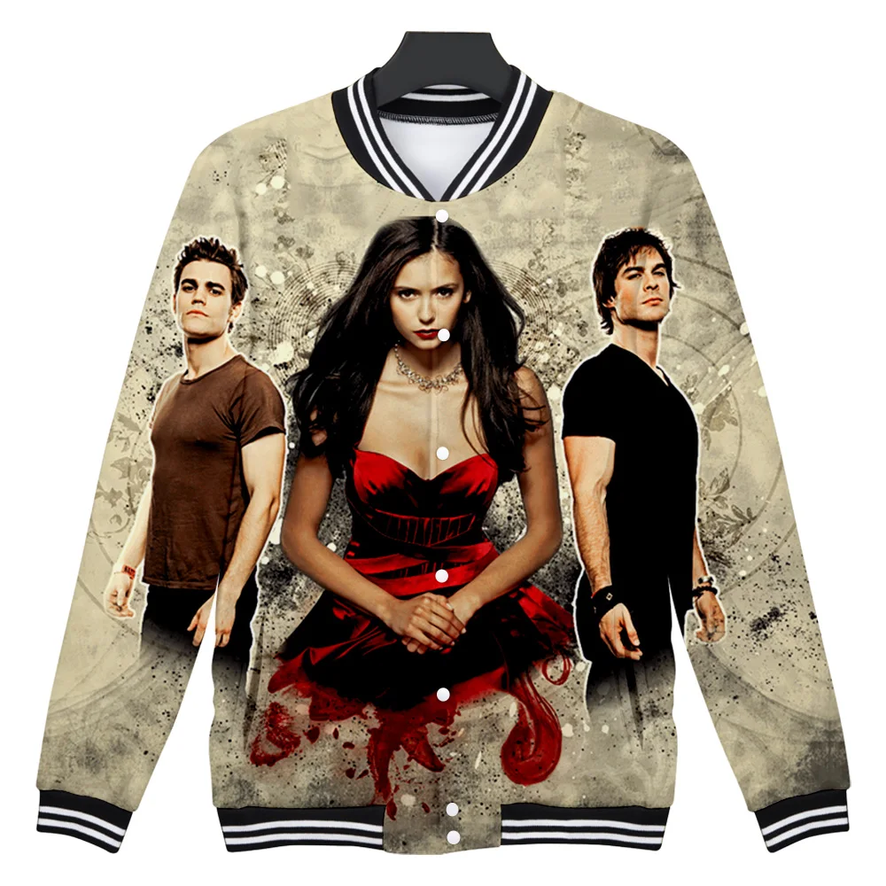 

The Vampire Diaires New 2021 Fashion V-neck Baseball Jacket New Famale/male Winter Streetwear Coat Cool