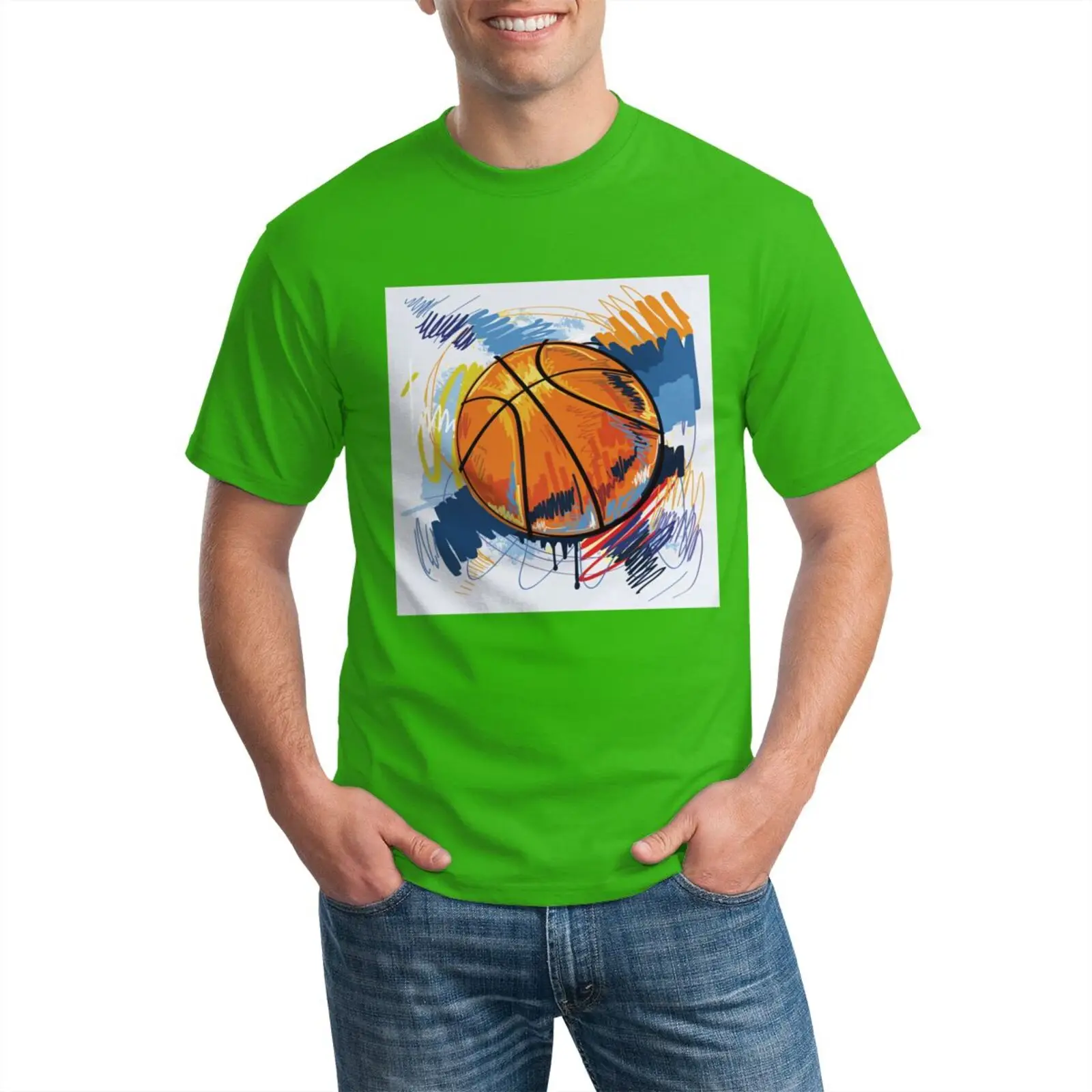 

Mens tshirts Summer 2021 Youth Fitted Men T-shirt Pure Cotton O neck Soft Mens Short Sleeve Basketball Sports Printed Casual Top