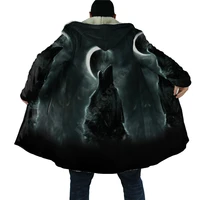 winter men for women hooded cloak wolf 3d all over prined fleece wind breaker warm hood cloak 01