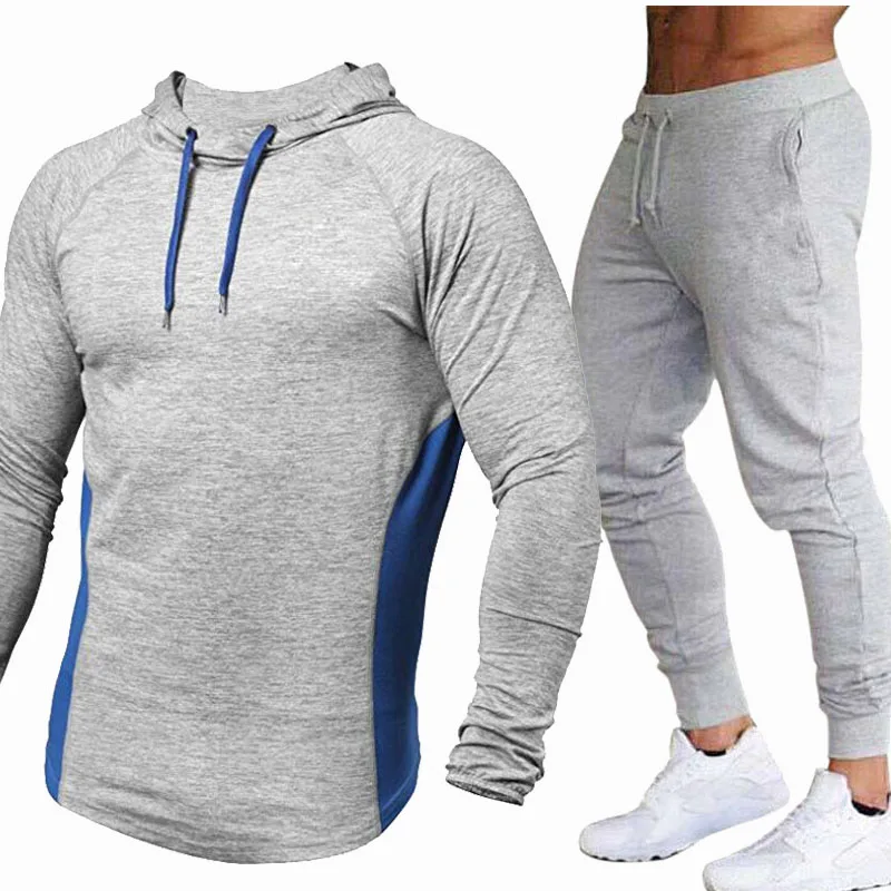 

Men's hooded sweater blank Car Logo Printing Spring Autumn high quality cotton casual Men's pullover+sweatpants 2-piece set