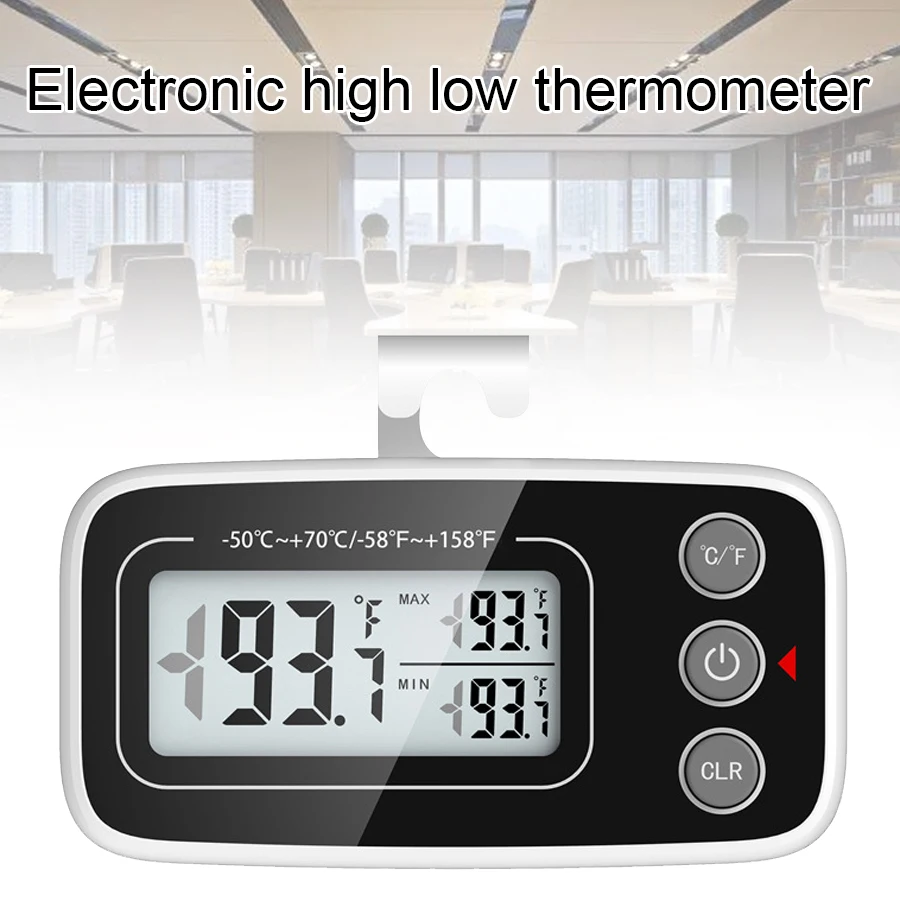 

Mini Thermometer LCD Digital Thermometer Freezer Thermometer High Low Temperature TEMP Magnet Adsorption Hook Fahrenheit Celsius