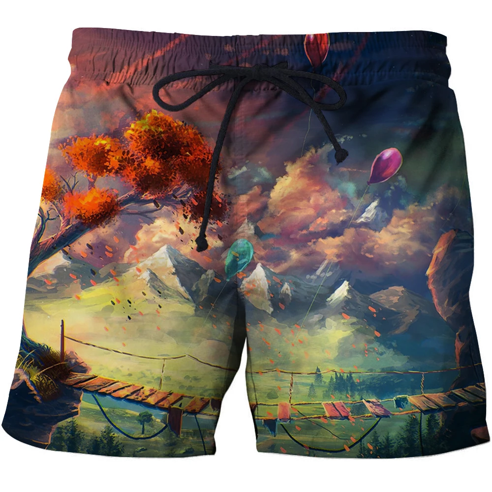 

New 3D print landscape graphics men's shorts gym shorts men essentials shorts beach shorts male ​bermuda homme casual shorts