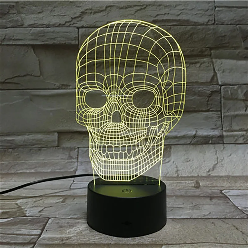 

Декоративная 3d-лампа в виде черепа на Хэллоуин, праздничные подарки, игрушки, светодиодный USB-ночник, разноцветный светильник Luminaria для спал...