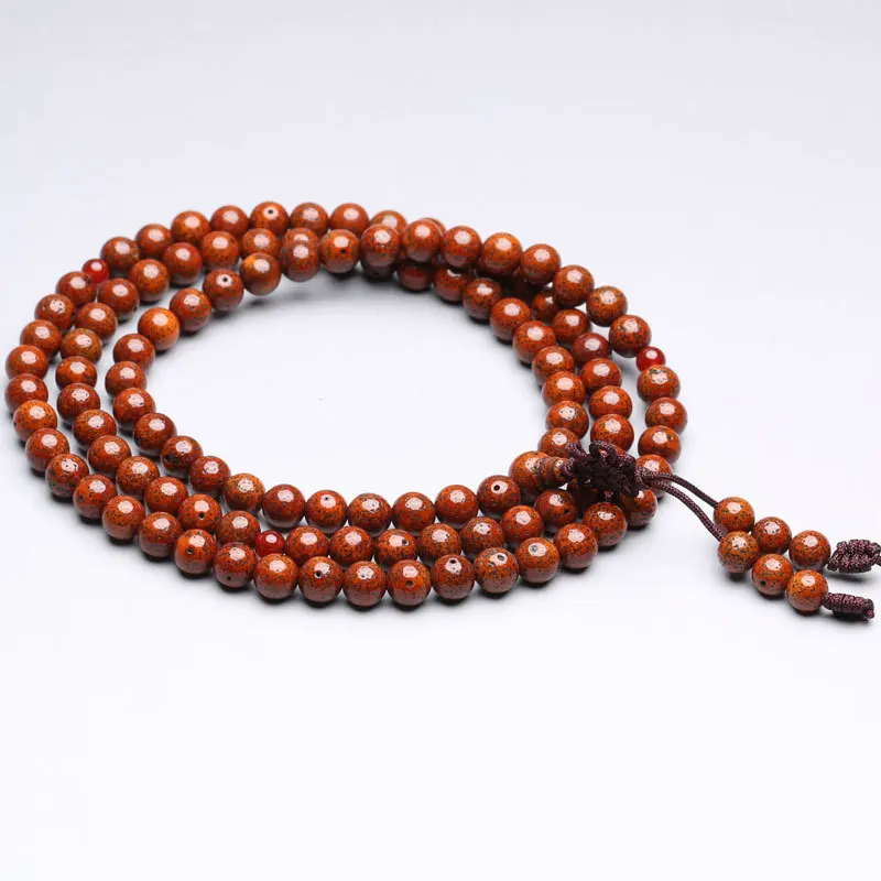 6mm 8mm 10mm Buddhist 108 Star Moon Bodhi Beads Rosary Old Red Lotus Bodhi Prayer Mala Necklaces BRO929