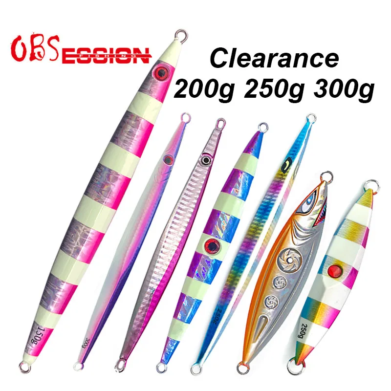 

OBSESSION Cheap 200g 250g 300g Hard Metal Lead Jig Saltwater Sea Fishing Tackle Artificial Luminous Fast/Slow Sinking Fall Jigs