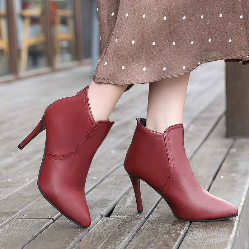 Сезон весна-осень Туфли на высоком каблуке из искусственной кожи тонкие туфли