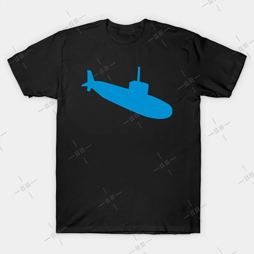 Blue Submarine Silhouette T-Shirt Tee graphics toys toy submarines submarine blue sea ocean underwater vehicle | Мужская одежда