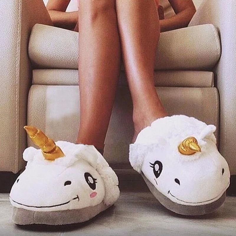 

2020 Designer Slippers Winter Woman Unicorn Sandals Cute Pink White Indoor Animal Slides House Bedroom Comfortable Slipper