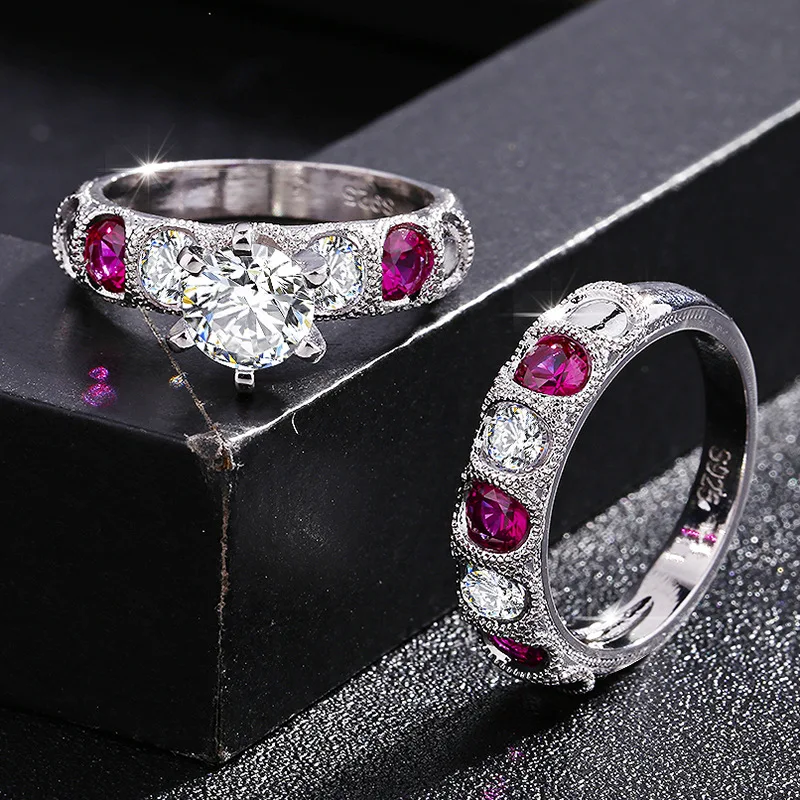 2 шт. женские кольца с красным гранатом размеры 5-12 | Украшения и аксессуары