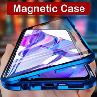 360 full magnetic case for oneplus 9r 8t 8 9 pro nord 7 pro 7t 6 phone case aluminum metal bumper tempered glass cover coque