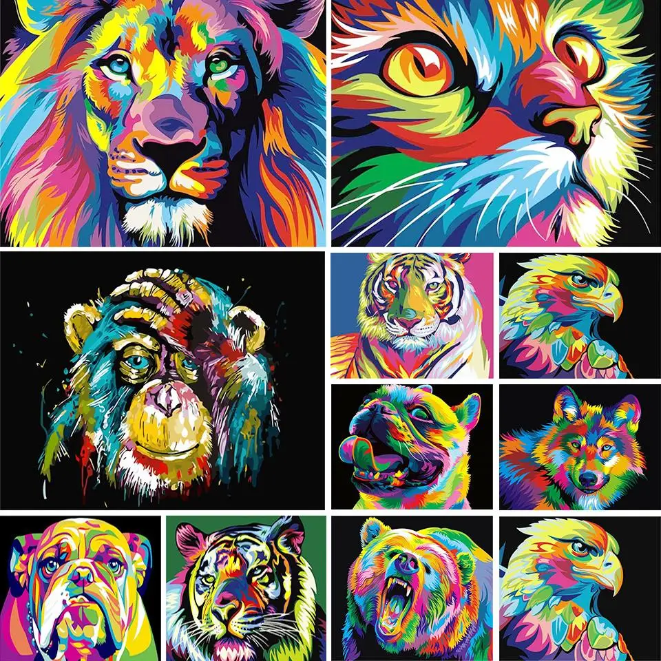 

5D diamond painting animal set, color, lion, tiger, cat, square diamond embroidery, mosaic picture, cross stitch, DIY decoration
