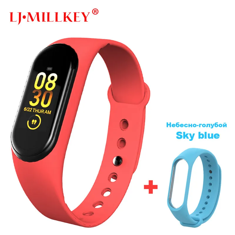 M4Red-SkyBlue Умный Браслет Интеллектуальный трекер активности M4 умный Браслет Смарт-браслет 4 пульсометр фитнес-трекер умные часы для мужчин и женщин - Цвет: M4Red-SkyBlue