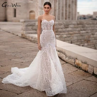 robe de mari%c3%a9e strapless lace mermaid wedding dress backless appliques bridal robe court train bride to be vestido de noiva